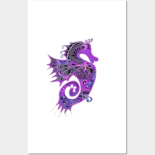 Purple Seahorse Play Posters and Art